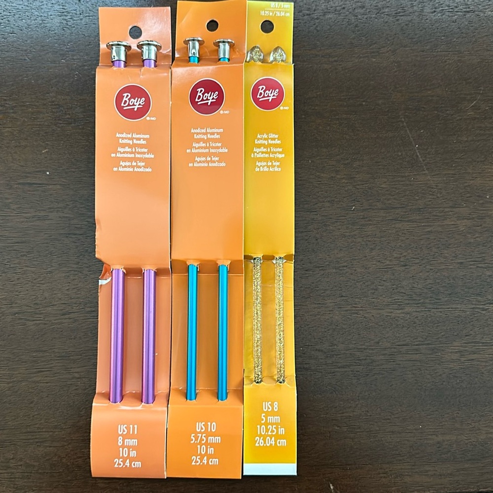 Boye set of 3 knitting needles